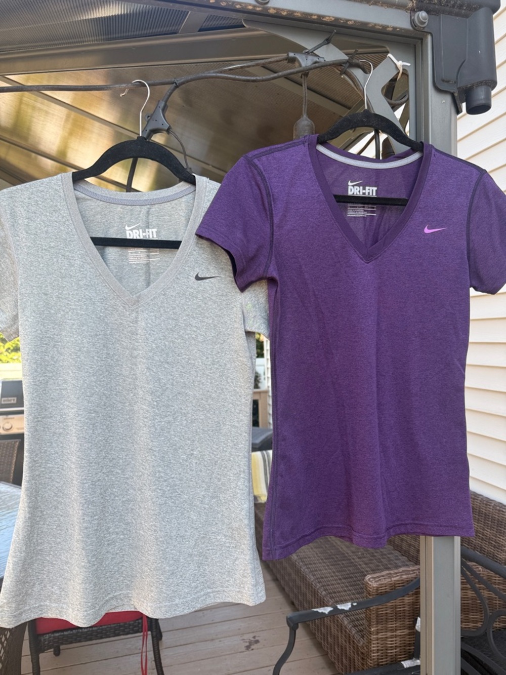 Nike Dri-FIT Short Sleeve V-Neck Tees — Purple & Gray